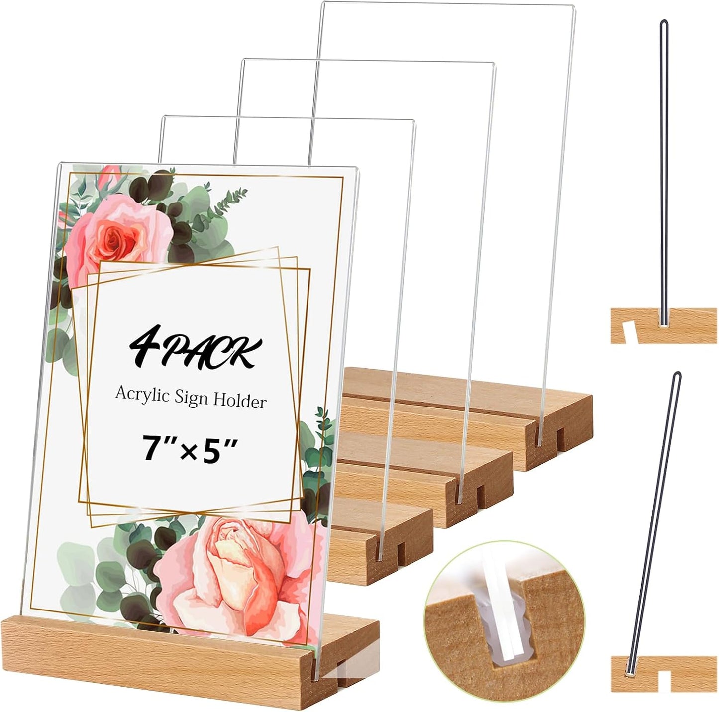 Lechay 3 Pack Acrylic Sign Holder, 8.5 x 11 inches Clear Table Menu Display Stand Desktop Display Stand Paper Holder Table Top Sign Holder Suitable for Restaurants, Office, Home, Store