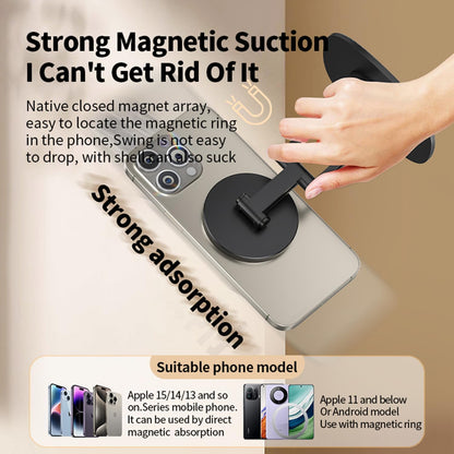 Magnetic Phone Stand for Desk 360 Rotating Adjustable Foldable Aluminum for MagSafe Cell Phone Stand Holder with Non-Slip Base Desk Stand for iPhone 17 16 Pro Max/15/14/13/12 Plus Air (White)