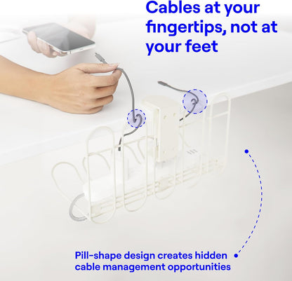 CarryUp Under Desk Cable Tray, No Drill Wire Management Clamp, Computer Cord Organizer, Cable Hider & Holder, Cord Keepers for Home Office Organization, Powder Coated Metal, Easy Install - Grey