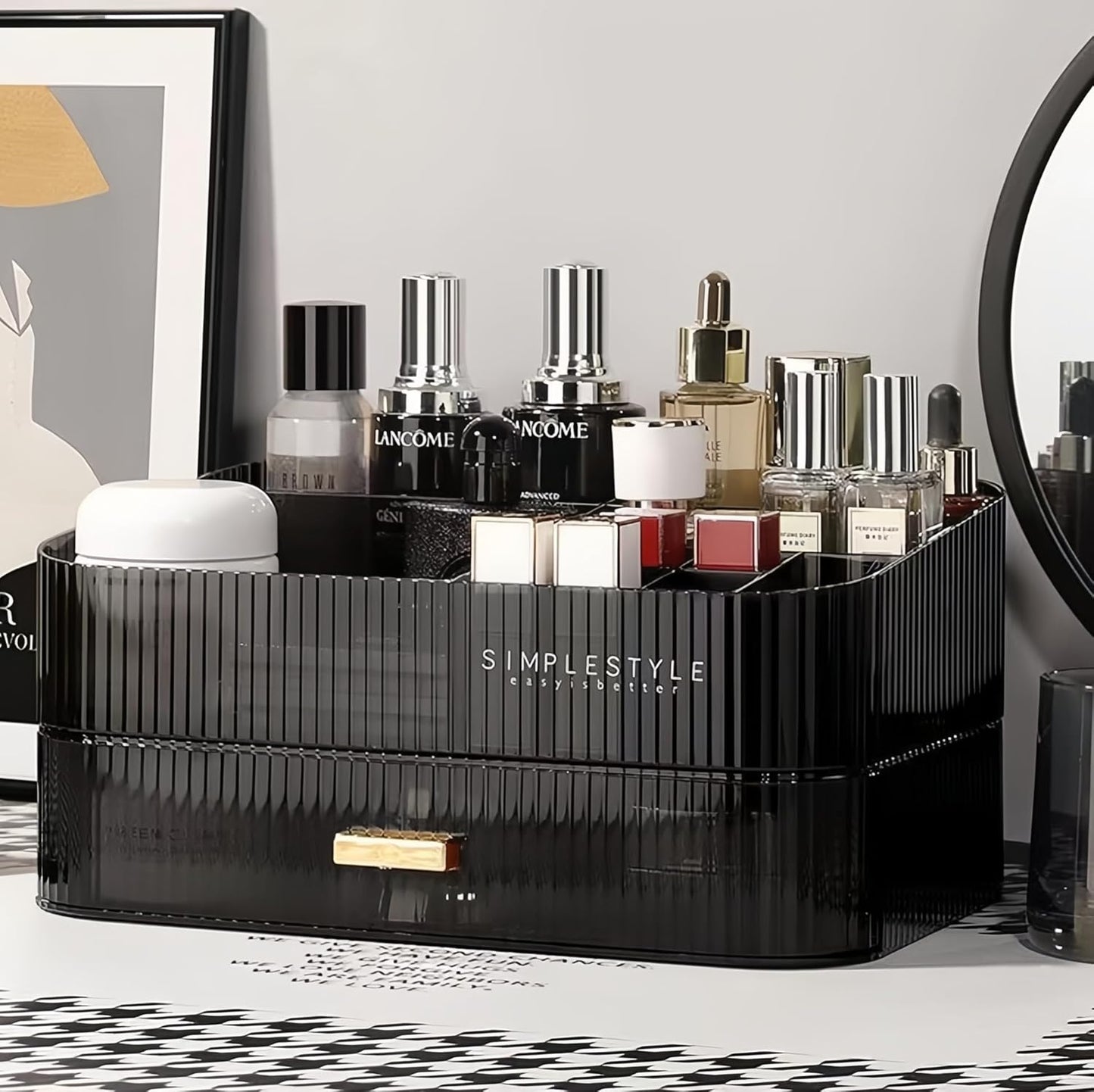 Stackable Cosmetics Organizer Drawers, Bathroom Vanity Makeup Organizers and Storage, Ideal for Desk and Dresser Countertops, Great for Palette, Skincare, Lipsticks, Nail Care. Green