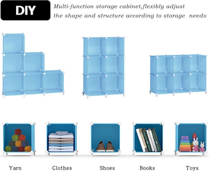 AWTATOS Cube Storage Organizer, Storage Cubes Shelves Bookshelf, 6 Cube Closet Organizers and Storage, DIY Stackable Plastic Clothes Organizer Shelving for Bedroom, Home, White