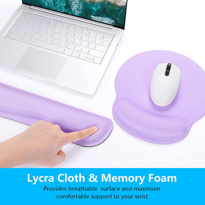 Dapesuom Keyboard Wrist Rest and Mouse Pad with Wrist Support, Cute Memory Foam Cushion for Keyboard and Mouse Set, Ergonomic Desktop Pad Rests with Non Slip Base for Easy Typing & Pain Relief, Pink