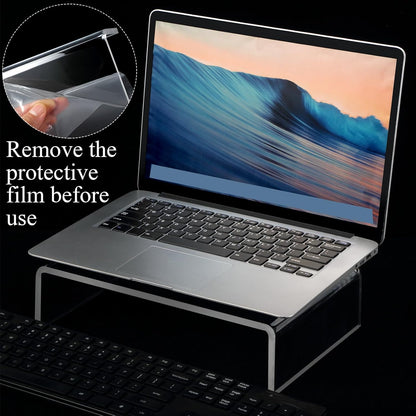 Jetec 2 Pcs Acrylic Monitor Stand Desktop Video Acrylic Monitor Riser Desk Shelf Computer Stand for Laptop TV Computer Screen Desk Organizer Teacher's Day Supplies (Clear, 12 x 8 x 3 Inch)