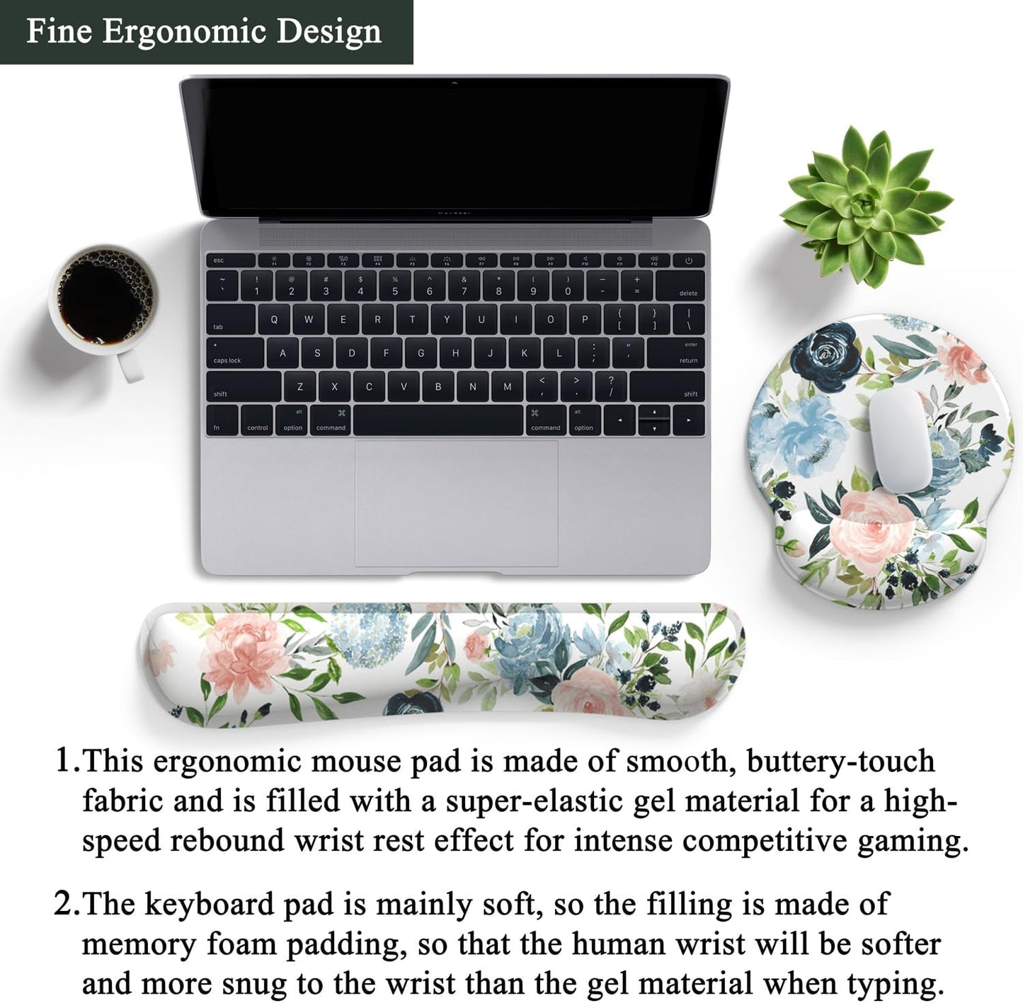 Ghost Book Mousepad with Wrist Rest Halloween Computer Keyboard Mouse Pad Black Cute, Mouse Pad with Wrist Rest for Computer Keyboard, 2 In1 Mousepad with Wrist Support Easy Typing&Relieve Wrist Pai