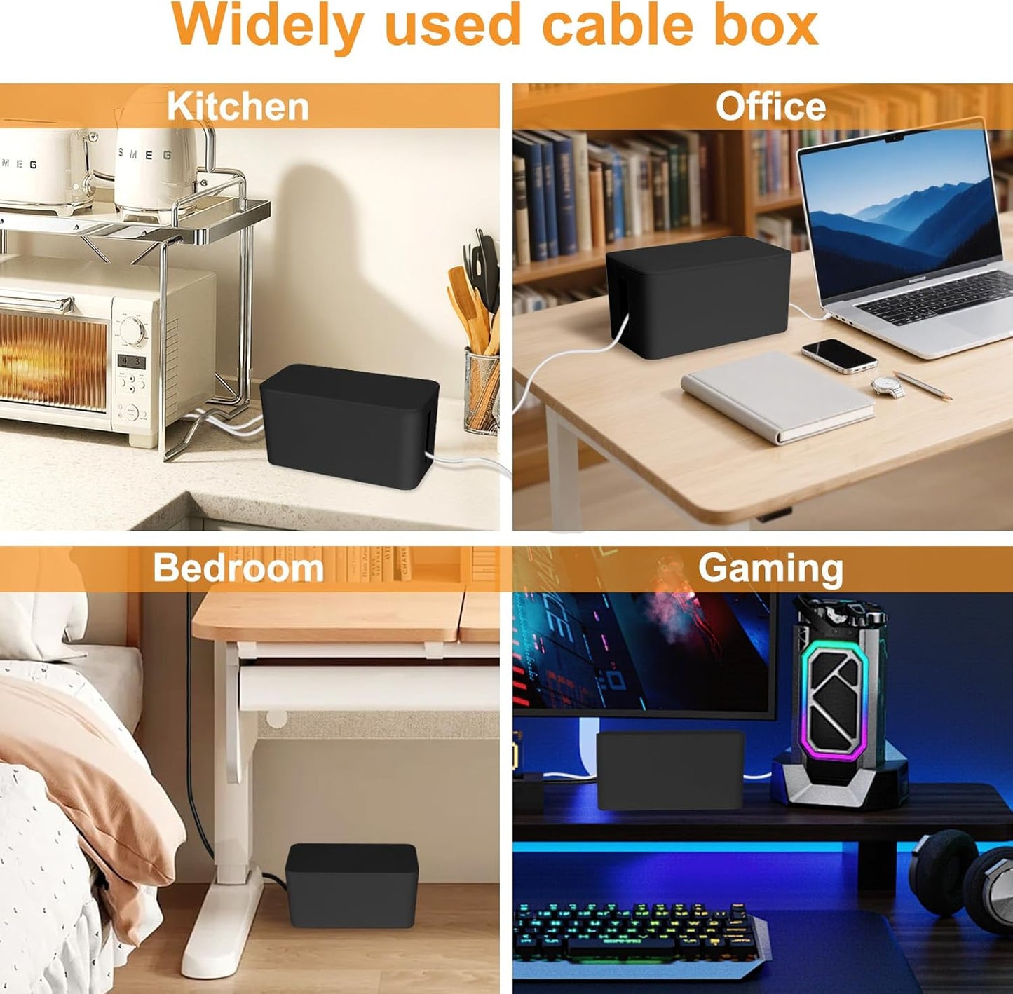 Mini Cable Management Cord Cover Wire Hider Box Concealer Organizer Protector System for Home Theater Entertainment Center Office School (Mini, White)