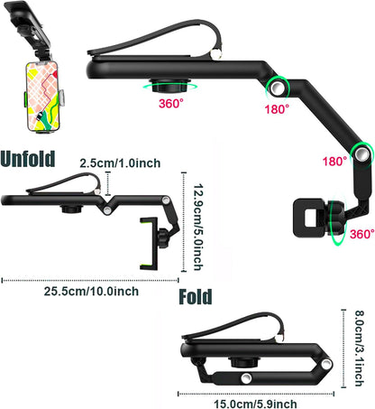 Foldable Phone Stand for Desk | Six Position Adjustable Folding Bracket for Cell Phone | Black Cellphone Holder for Desk & Smartphone Stand | Cellphone & Accessories for Men & Women