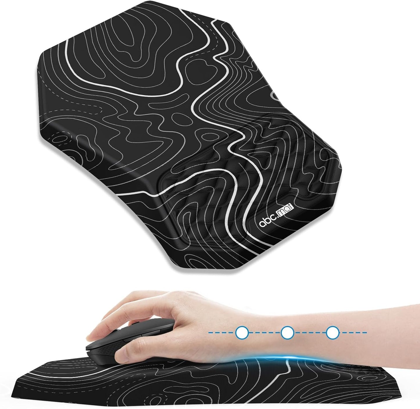 Ergonomic Mouse Pad and Keyboard Wrist Rest Support Set, Massage Design Mousepad for Carpal Tunnel Pain Relief, Memory Foam, Non-Slip PU Base for Computer Desk, Baby Blue