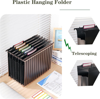 Hanging Rose Gold File Organizer, equipped with a 6-piece set of rose gold desktop accessories