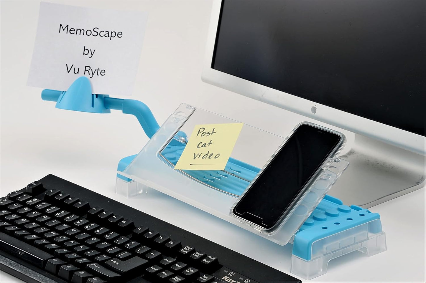 MemoScape Adjustable in-Line Document Holder for Typing | Reduces Neck Strain, Improves Focus, Boosts Desk Organization, and Workflow | Paper Holder Stand for Desk and Home Office - Black (VUR 2060)
