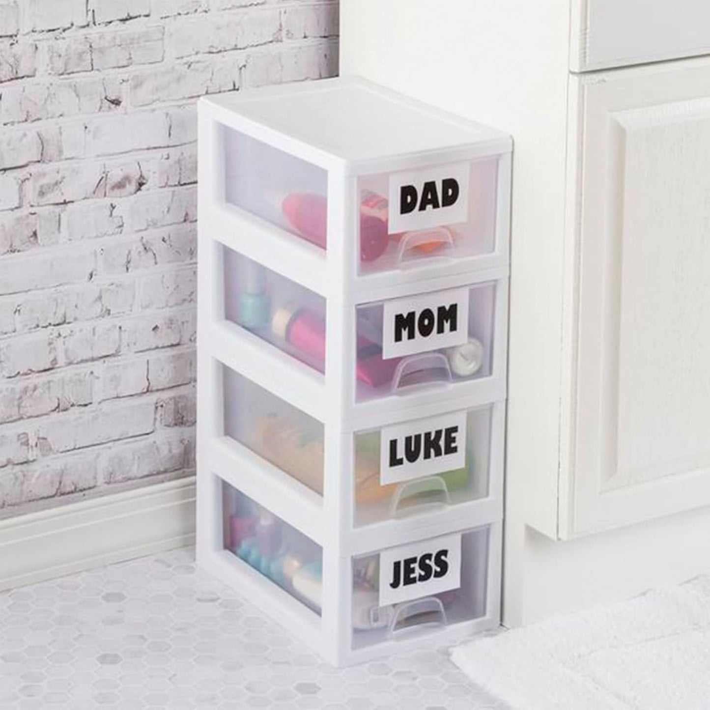 Sterilite 6-Pack 6 Quart Stacking Drawer, Clear Storage Closet Organizer, White Frame - Stackable Modular Plastic Drawers for Clothes, Accessories, Craft Supplies, Shoes or Linens