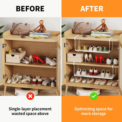 1 Pack Expandable Under Cabinet Shelf, Under Shelf Basket with 0.94 Inches Thick Clips for Kitchen Cupboard, Metal Hanging Under Desk Basket for Laundry Room, Cabinet, Shoe Rack