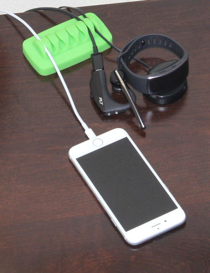 Heaviest Cable Organizer on The Market! Compact and Weighted Desktop Cord Holder and Cable Organizer, Eco-Friendly Silicone, No Bad Smell, Bundled with 4 Reusable Cable Ties! (Black)