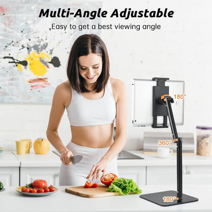UTEBIT Adjustable Phone Stand for Desk, 11.8''-17.7''Height Adjustable Phone Holder for Desk Recording, Retractable Cell Phone Tablet Stand Holder for 5.5''-9.5''Screen iPhone 17 16 15 Pro Max Android
