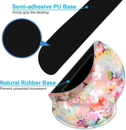 Dapesuom Keyboard Wrist Rest and Mouse Pad with Wrist Support, Cute Memory Foam Cushion for Keyboard and Mouse Set, Ergonomic Desktop Pad Rests with Non Slip Base for Easy Typing & Pain Relief, Pink