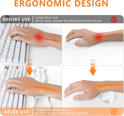 Gel Cloud Keyboard and Mouse Wrist Rest, Cute Wrist Support and Arm Support Keyboard Rest for Keyboard and Mouse Typing Pain Relief，Suitable for Office/Computer/Laptop/Gaming (Pink)