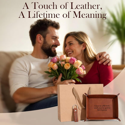 Personalized Engraved Leather Tray for Men with Engraved Name, PU Leather Valet Organizer for Dad, Custom Gift for Him, Custom Catchall Tray for Desk, Office, Accessories Travel Organizer for Men