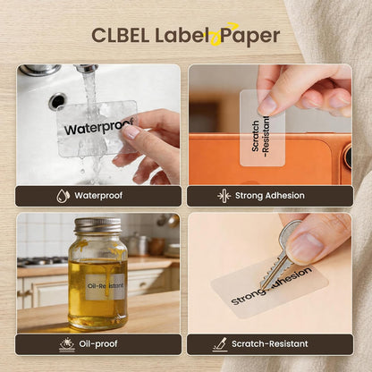 Clabel Printable White Cable Labels 6 Rolls of Thermal Self-Adhesive Paper Labels Tape, 25x78mm (1"x3") 100 Sheets Per Roll, Black Print on White Sticker Tags Durable