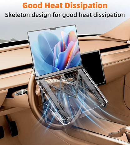 Car Laptop Mount Steering Wheel Tray Holder, Height Adjustable Car Desk for Laptop Computer Tablet, Foldable Portable Lap Laptop Stand for Car Vehicle Workstation Accessories Truck SUV Tesla