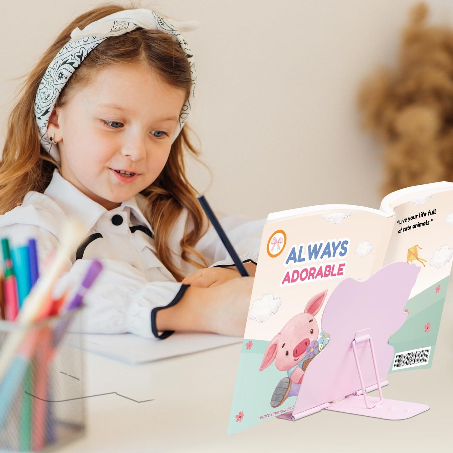 Honagu Book Stand Book Holder Metal Desk Book Stand for Reading Hands Free, Adjustable Textbooks Cookbook Documents Holder, Book Stand for Girls and Boys, Ideal Gift (Camping)