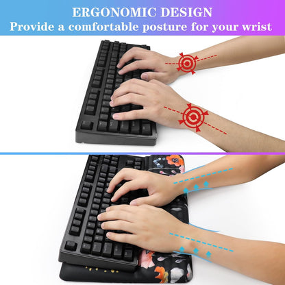 Computer Keyboard Stand with Wrist Rest, Ergonomic Tilted Keyboard Holder - Keyboard Riser with Wrist Pad - Keyboard Tray Support for Office Home - Black