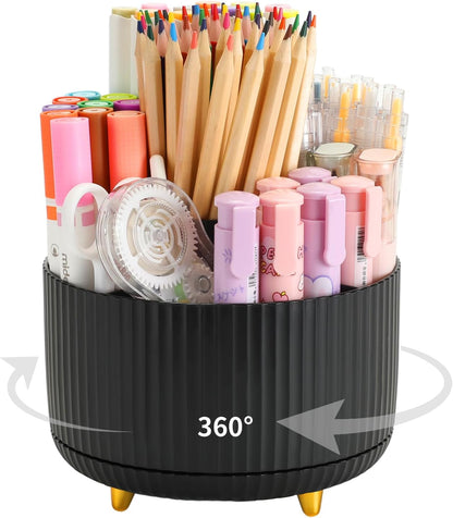 Camelmother Pen Holder For Desk With 5 Slots 360°Rotating Pencil Holder Makeup Organiezr Teacher Supplies Office decor (purple)