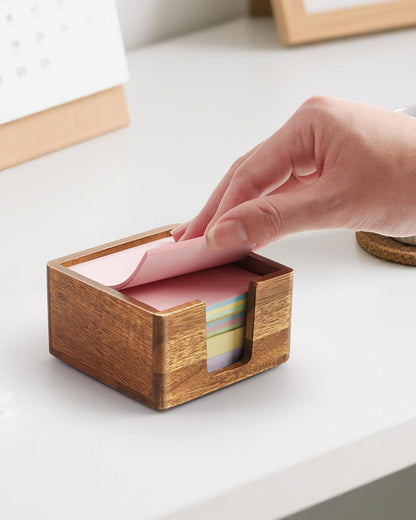 Acacia Wood Desk Organizer Set with Sticky Note Holder, Pencil Pen Cup & Paper Clip Storage, Office Desk Accessories for Marker Craft (Set of 3)