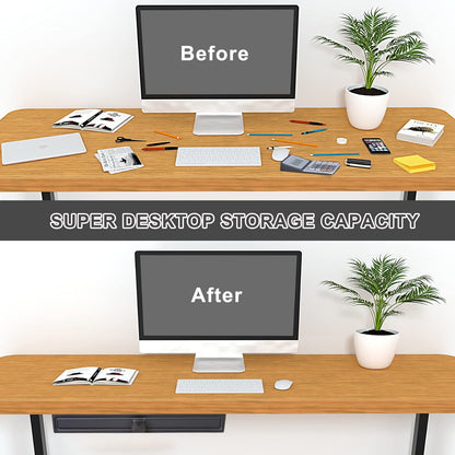 GOME Under Desk Slide out Pencil Drawer with Space Divider Design for Storing Pencil and Office Accessories, Underdesk Pull out Tray Organizer Mounted for Sit Stand Workstation