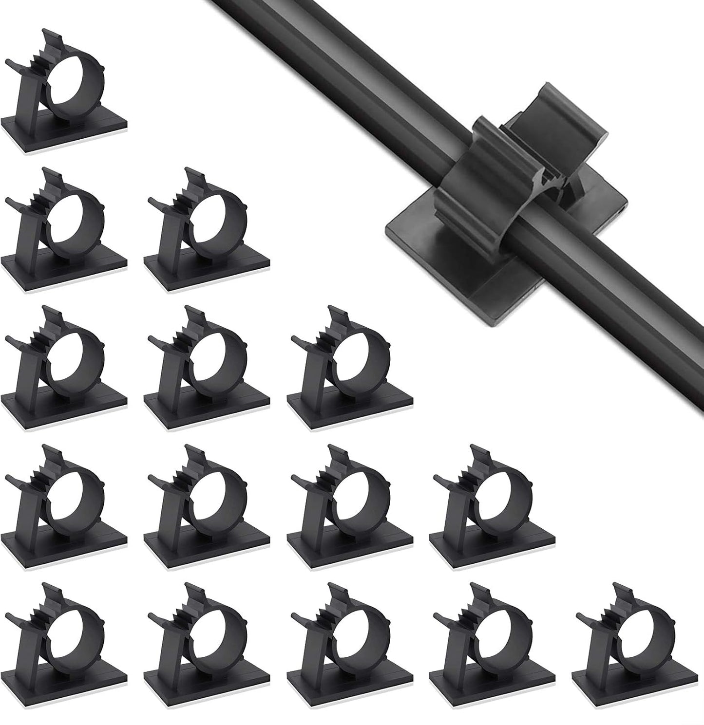 Viaky 30 Pcs Black Cable Wire Clips Adjustable Nylon Wire Holder Adhesive Cable Management Suitable for Maximum Diameter 0.5 inch (12.5mm) Cables