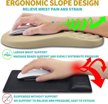 Hokafenle 2 in 1 Ergonomic Mouse Pad Wrist Support & Wrist Rest for Computer Keyboard Set, with Relieve Carpal Tunnel Pain Massage Bulge and Full Memory Gel Design (2In1 Set, Light Green)