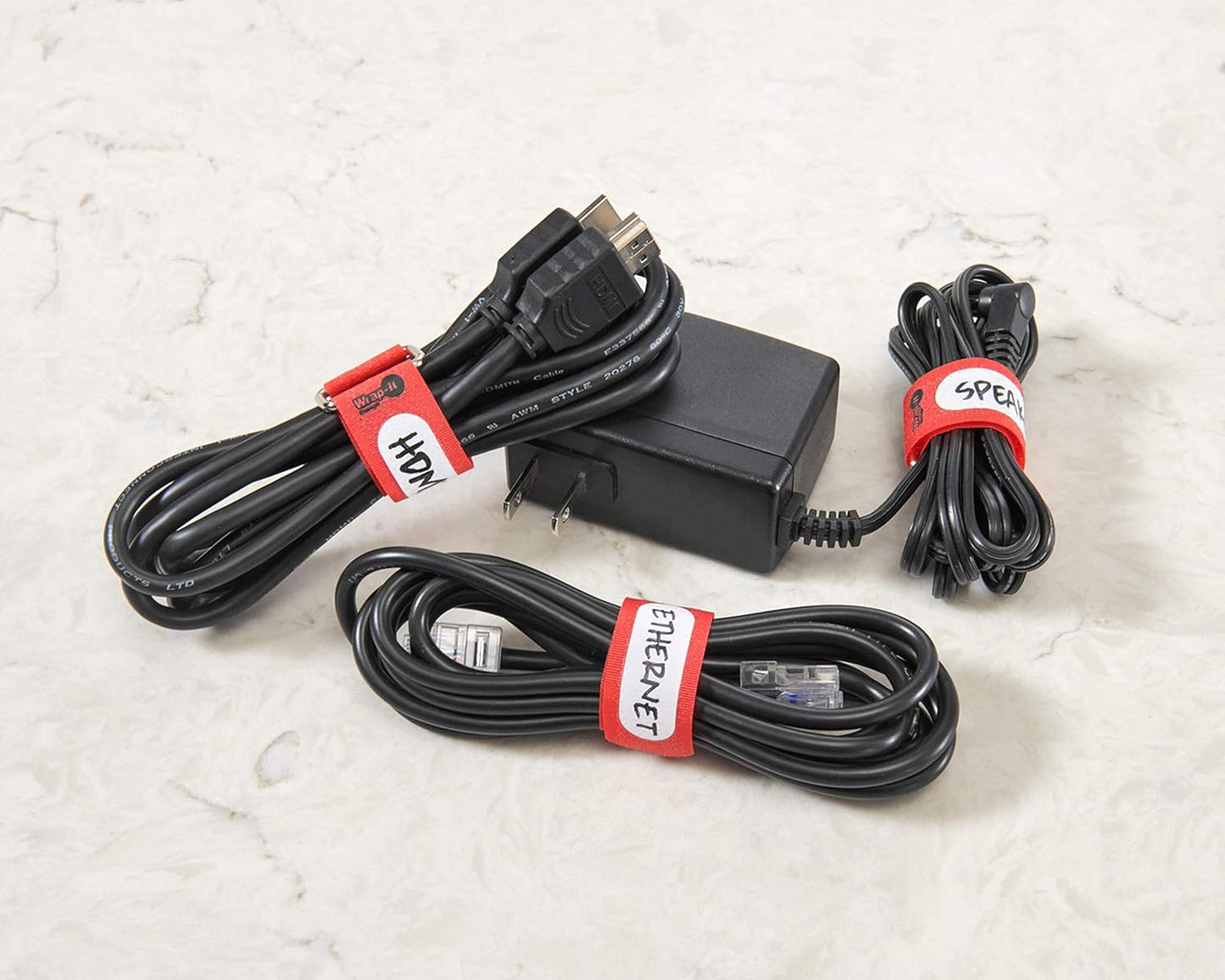 Wrap-It Storage Cinch-Straps, 5" 20 Pack (Red), Features Metal Buckle and Write on Label for Easy Cord Identification and Cable Management, Reusable Multi-Purpose Securing Cinch Straps