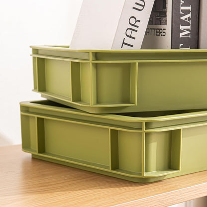 Stackable Organizer Boxes - Create Your Perfect Modular Desktop Storage System Office Desk Organizer Set15.8''*11''*3.26'' (Beige, 6Large)