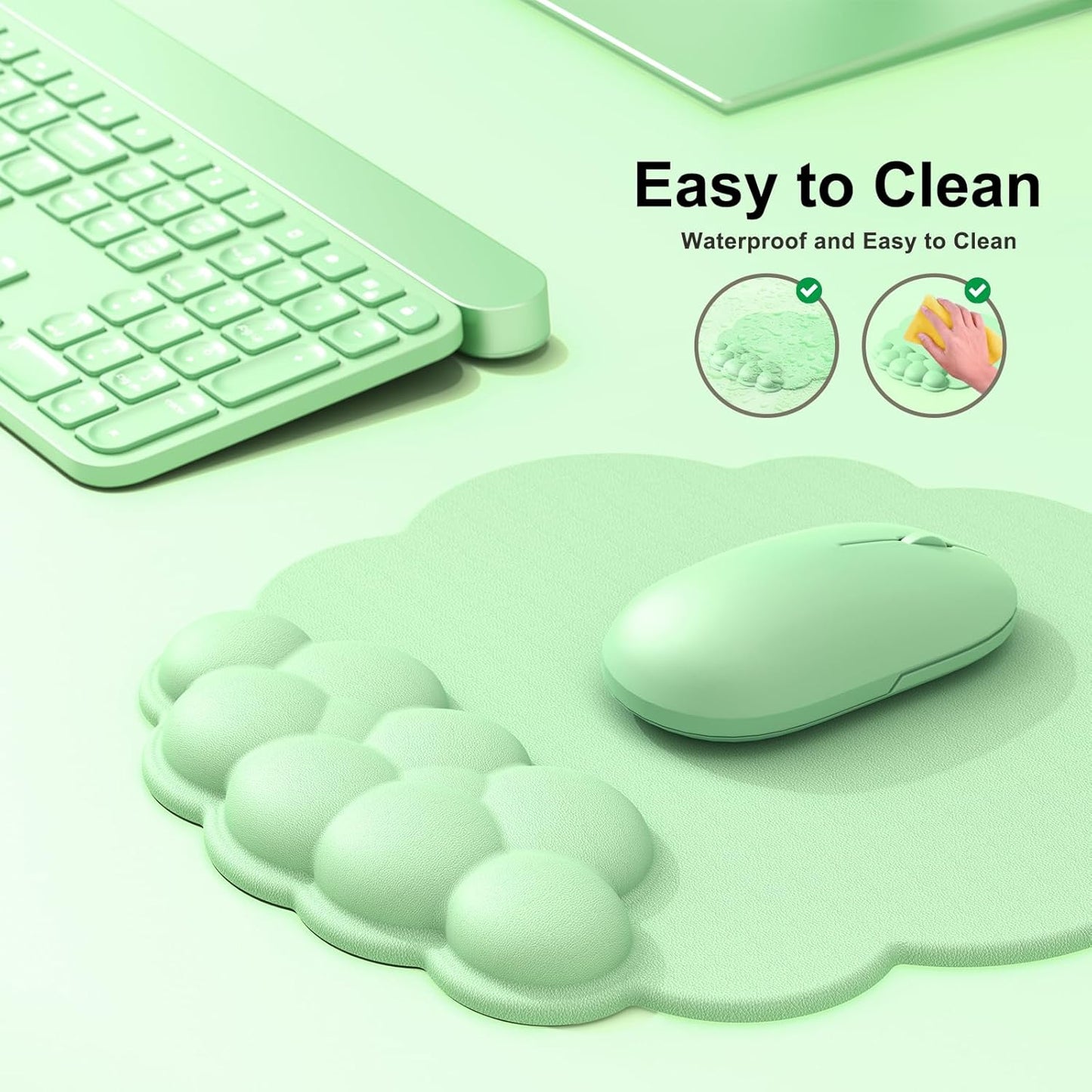 MOKURU Cloud Mouse Pad with Wrist Rest, Cloud Keyboard Wrist Rest, Mouse Pad Wrist Support, Ergonomic Keyboard Mouse Wrist Support White