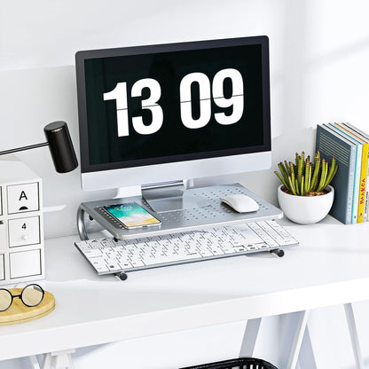 HUANUO Monitor Riser for Desk, Desk Organizer,Laptop Shelf w/Vented for Screen, Computer Stand for PC, Printer, for Home & Office