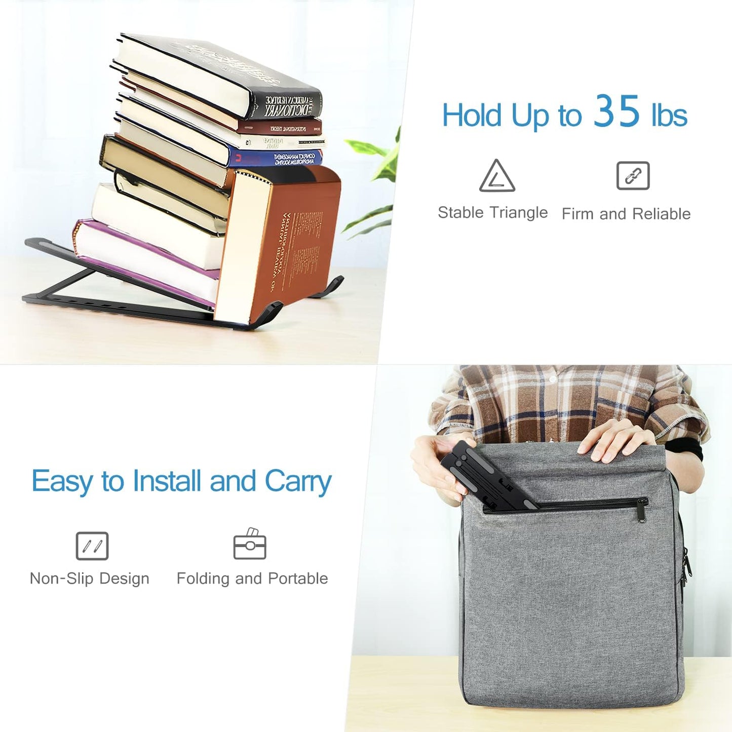 ivoler Laptop Stand, Laptop Holder Riser Computer Tablet Stand, 6 Angles Adjustable Aluminum Ergonomic Foldable Portable Desktop Holder Compatible with 10-15.6” MacBook,iPad, HP, Dell, Lenovo Silver