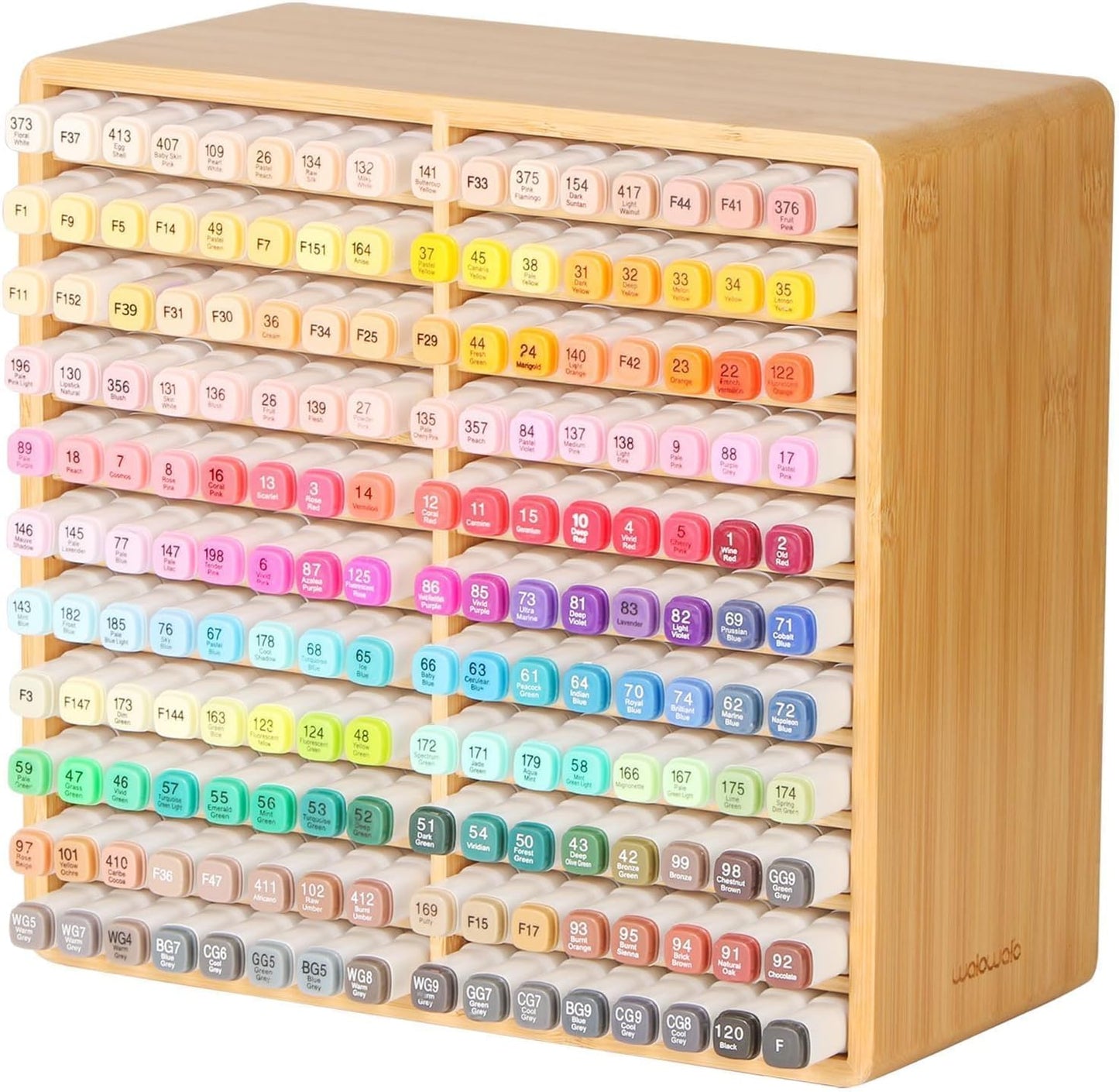 walowalo Markers Organizer Hold 176 Markers Birthday Gifts Bamboo Pen Holder Art Supply Pencil Alcohol Storage Organizer 22 Compartments All-in-One Marker Storage for Home Office Desk Classroom