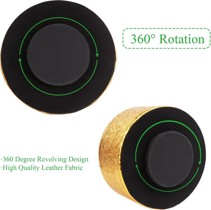 lizimandu Round Leather Art Supply Organizer,Remote Control Holder,360 Degree Spinning,Multi-Functional Pencil Holder,4 Compartments Desktop Stationary Organizer(1-Gold) - Colors A
