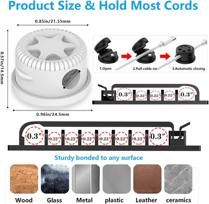 ELII 328Pcs Cable Management Kit, 8 Magnetic Cable Holder,69Adhesive Cable Clips,4 Cable Sleeve Split,22Reusable Cable Strap,200 Nylon Cable Zip Ties with 25 Mounts TV Office (Black)