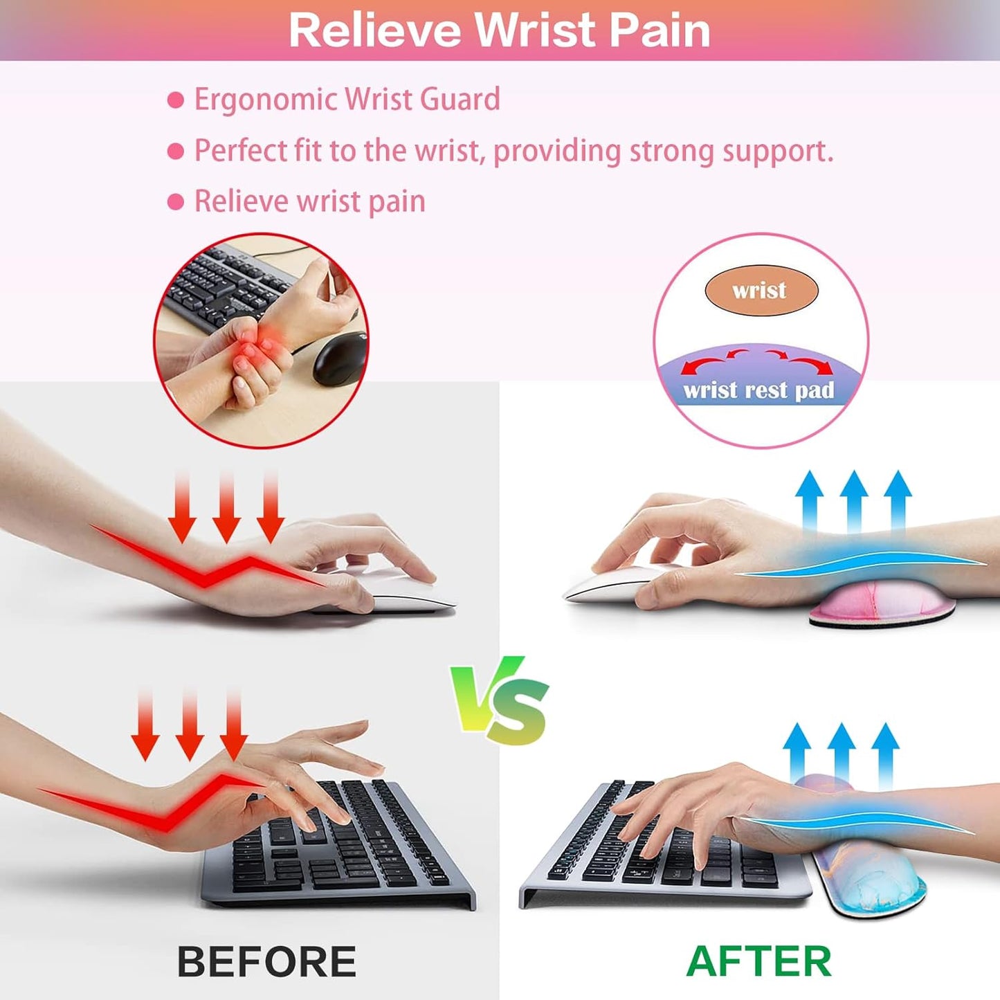 Desk Mat, Large Gaming Mouse Pad with Wrist Rest, 4in1 XXL Mousepad+Keyboard Wrist Rest+Mouse Pad Wrist Support+Cup Coaster Set Ergonomic Floral Computer Desk Arm Wrist for Decor Home Office Women
