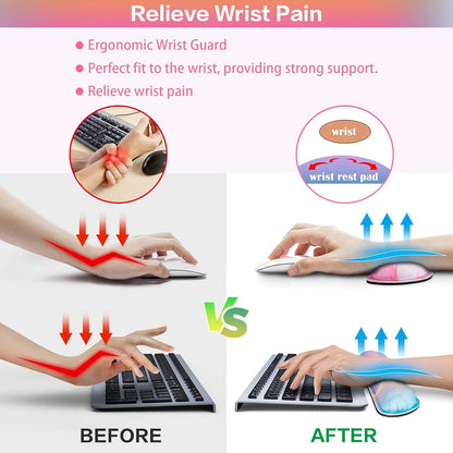 Desk Mat, Large Gaming Mouse Pad with Wrist Rest, 4in1 XXL Mousepad+Keyboard Wrist Rest+Mouse Pad Wrist Support+Cup Coaster Set Ergonomic Floral Computer Desk Arm Wrist for Decor Home Office Women