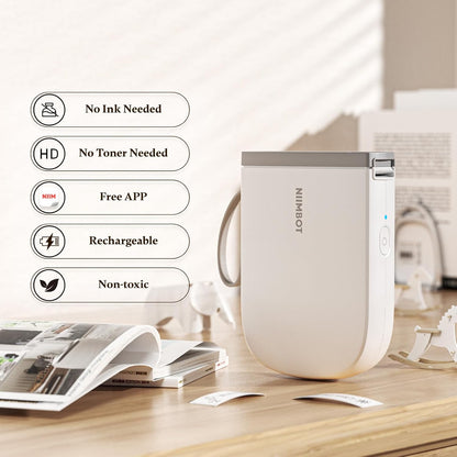 NIIMBOT 300 DPI D11 Label Maker Machine with 1 Tape, Mini Portable Label Printer, Bluetooth Thermal Label Printer Sticker Labeler for Office Home Kitchen School Organization, White