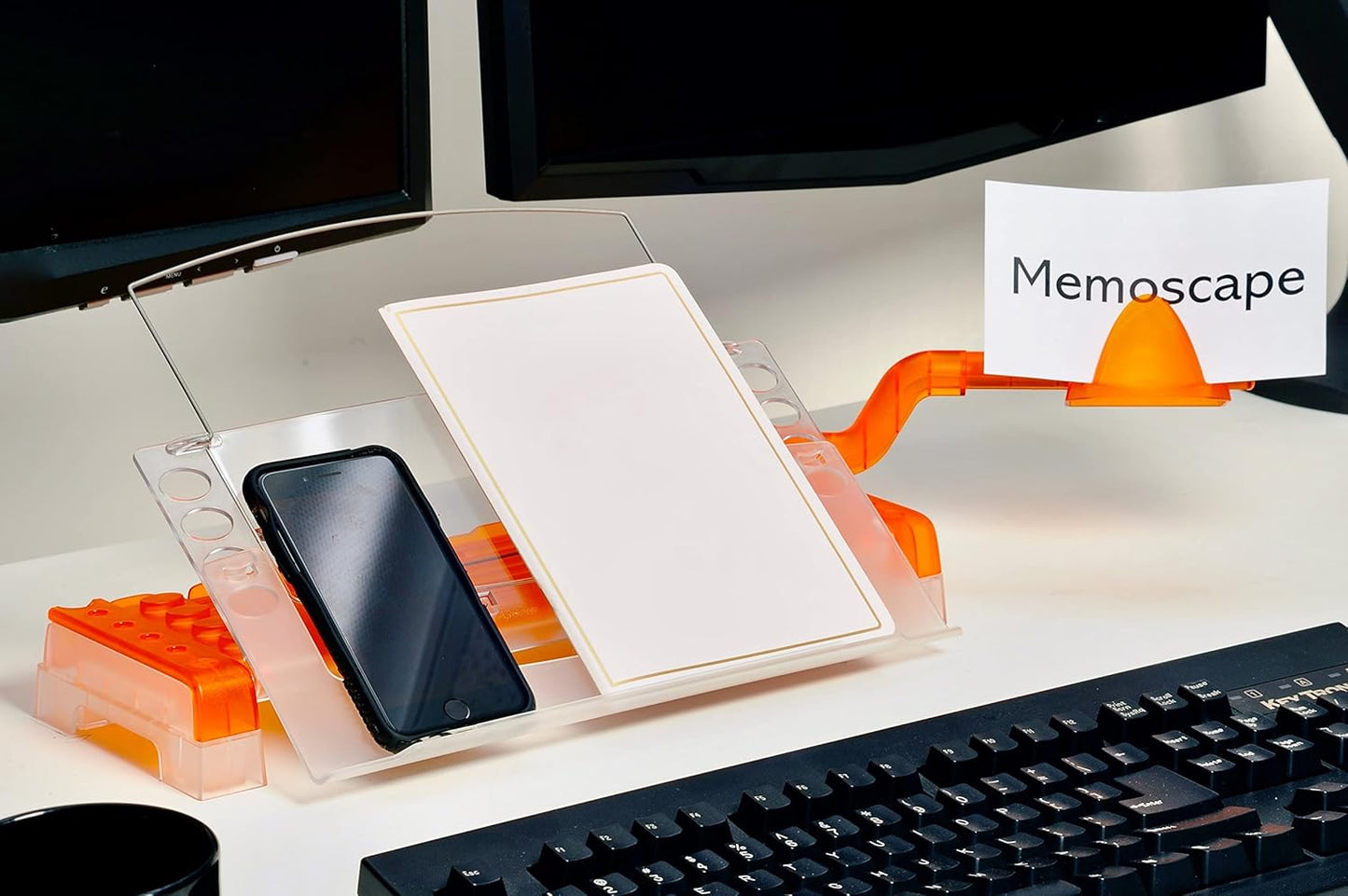 MemoScape Adjustable in-Line Document Holder for Typing | Reduces Neck Strain, Improves Focus, Boosts Desk Organization, and Workflow | Paper Holder Stand for Desk and Home Office - Black (VUR 2060)