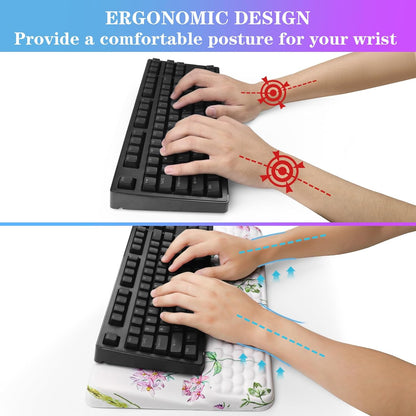 Computer Keyboard Stand with Wrist Rest, Ergonomic Tilted Keyboard Holder - Keyboard Riser with Wrist Pad - Keyboard Tray Support for Office Home - Black