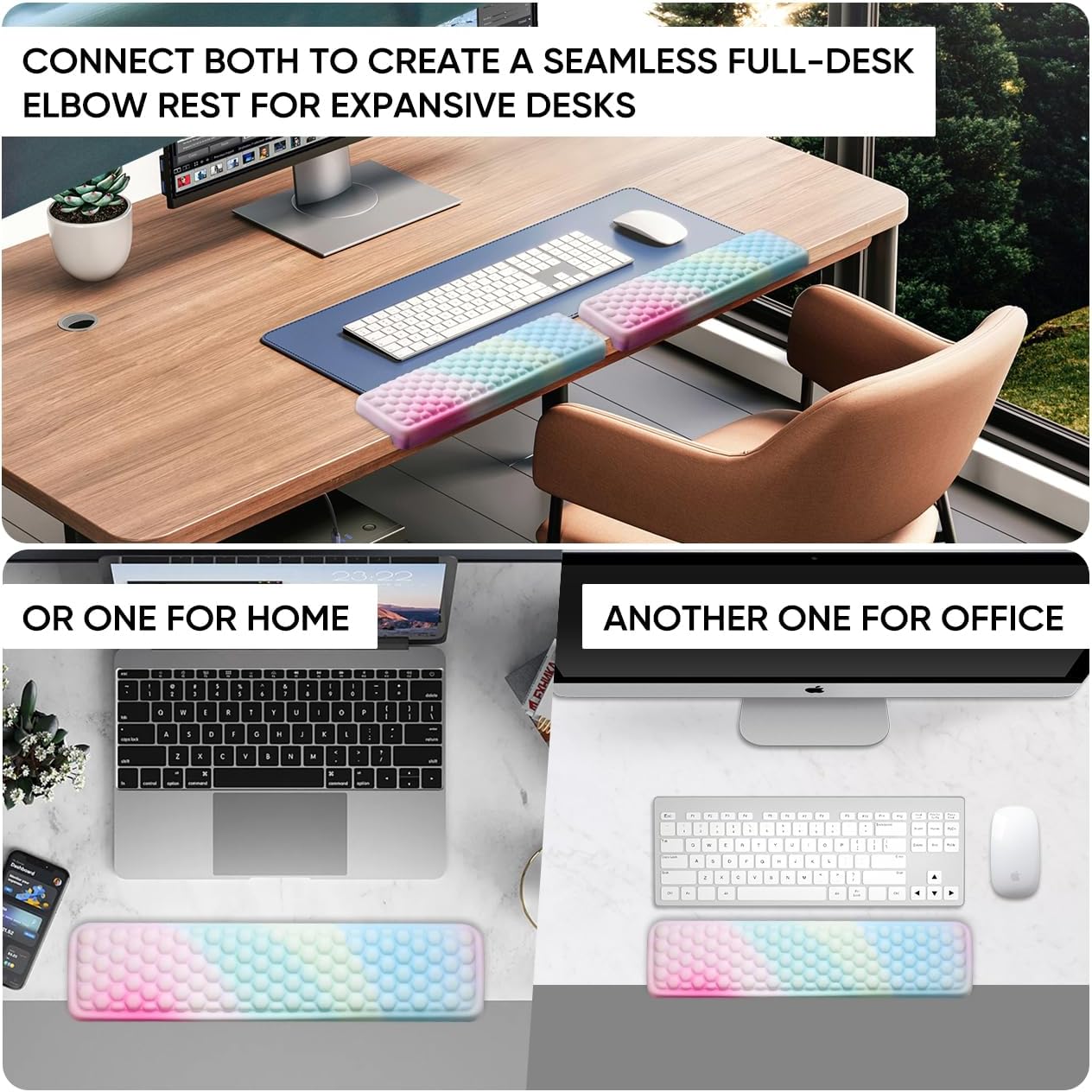 JIKIOU L-Shaped Desk Elbow Pad for Desk, Memory Foam Elbow Support Padding with Non-Slip, 2 Pack Ergonomic Desk Edge Cushion, Wrist Comfort Support for Office Home Black