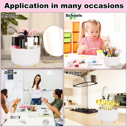 Gawsey Gold Desk Organizers and Accessories Set with 360-Degree Rotating Pen Holder, Acrylic Stapler, Tape Holder, Staple Remover, Binder/Paper Clips Kit, Scissor and 1 Box of Staples