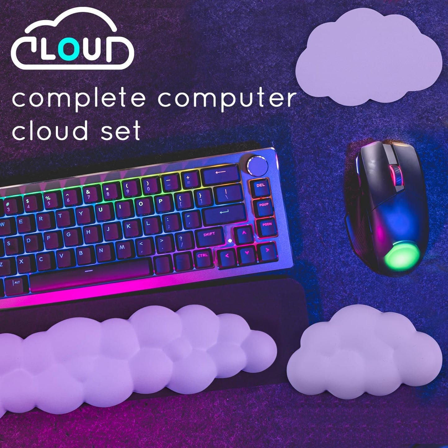 Cloud Wrist Rest for Computer Keyboard Arm Wrist Rest with Non-Slip Base Extended Wrist Rest Ergonomic Memory Foam for Keyboard and Mouse Typing Pain Relief, Office, Gaming, Computer
