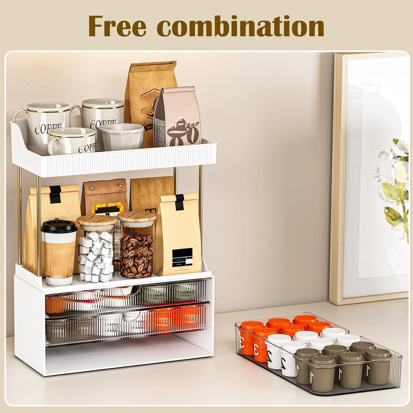 caktraie 12.2" W Makeup Organizer Drawers - 5 Tiers Bathroom Counter Organizer, Cosmetic Storage Drawer for Dresser Countertop and Bathroom Vanity for Large Skincare, Perfume, Clear