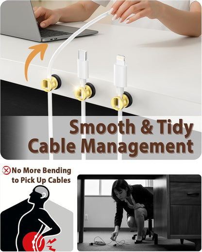 Viaky Magnetic Cord Holder Charger Holders for Cords Metal Cable Management Adhesive Cable Clips Office Desk Accessories Wire Holder Organizer Neatly for Nightstand Office Car Desk(3 Pack)