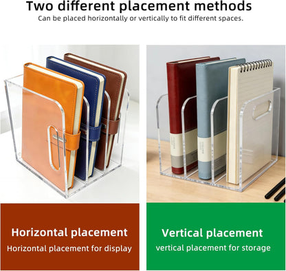 Acrylic Magazine File Holder, 3 Vertical Compartments Desk Document Sorter Organizer, Clear Folder Rack Binder for Office/Documents/Classroom, for Home, Tablet, Magazines, Books & Accessories