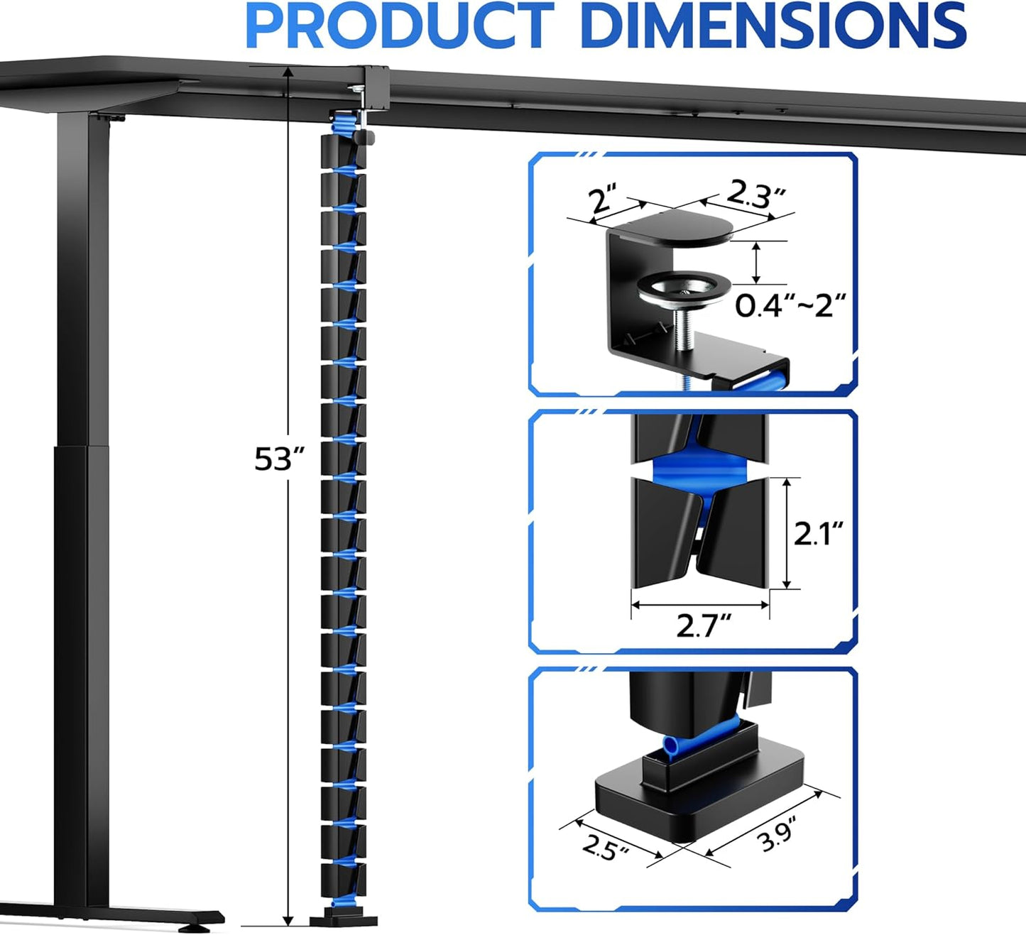 ARES WING Under Desk Cable Management Spine, Magnetic Vertebrae Cable Management for Standing Desk, Length Adjustable Cord Organizer with 20 Modular Vertebrae for Office and Gaming Desks, Red