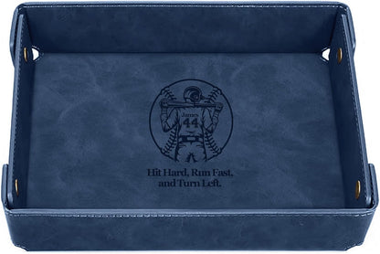 Engraved Leather Valet Tray for Men – Personalized Catchall with Custom Name for Desk, Dresser, Nightstand – Men's Organizer Tray for Keys, Wallet, Jewelry, Personalized Gift for Home, Office - Coffee